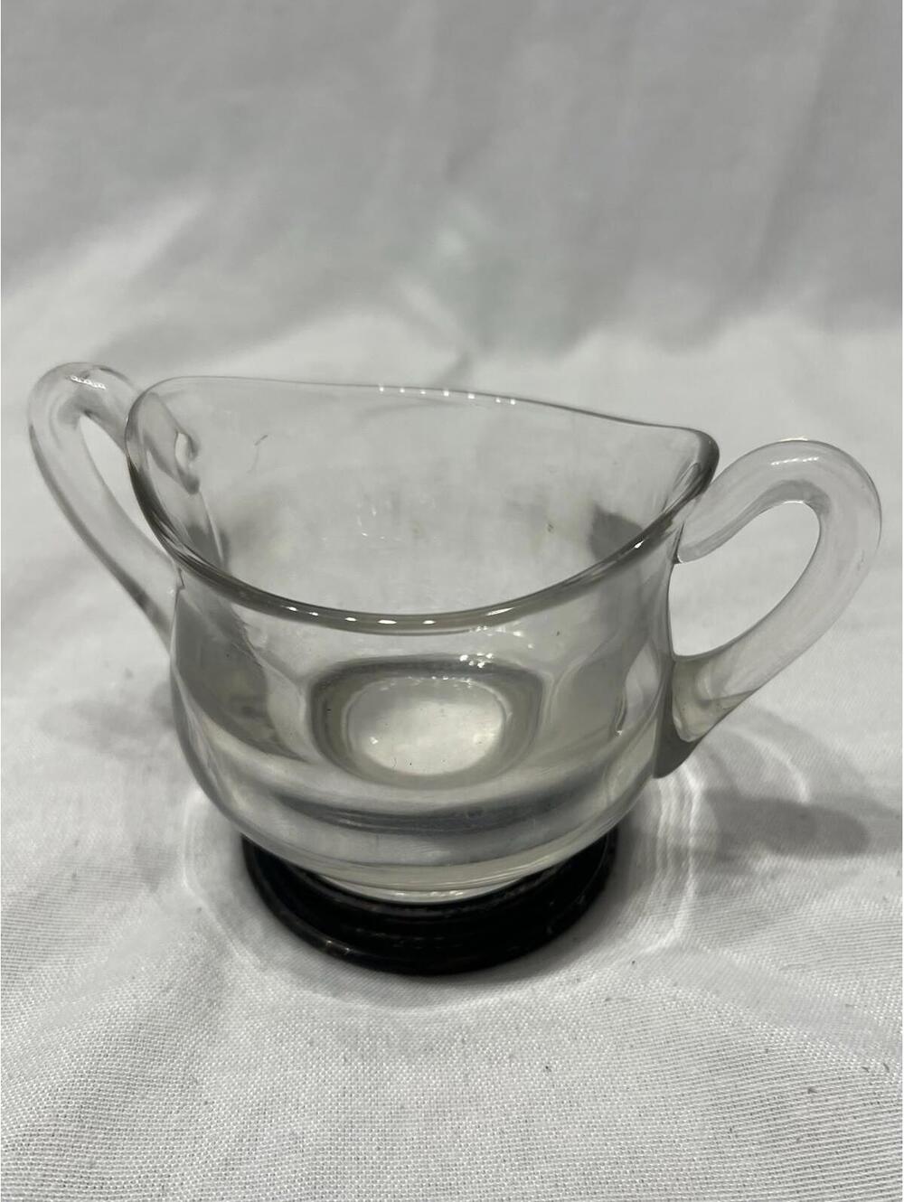 Vintage Glass Sugar Bowl w/ Sterling Silver Base